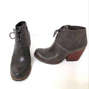Kork Ease Womens Ankle Boots Side Zipper Lace Up Block Heels Leather 7.5